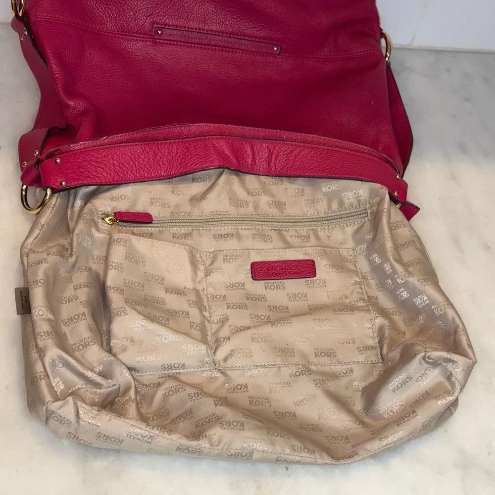 Michael Kors Bag Purse Handbag Leather Hobo Soft Pebbled Austin Pink Shoulder - Picture 13 of 16